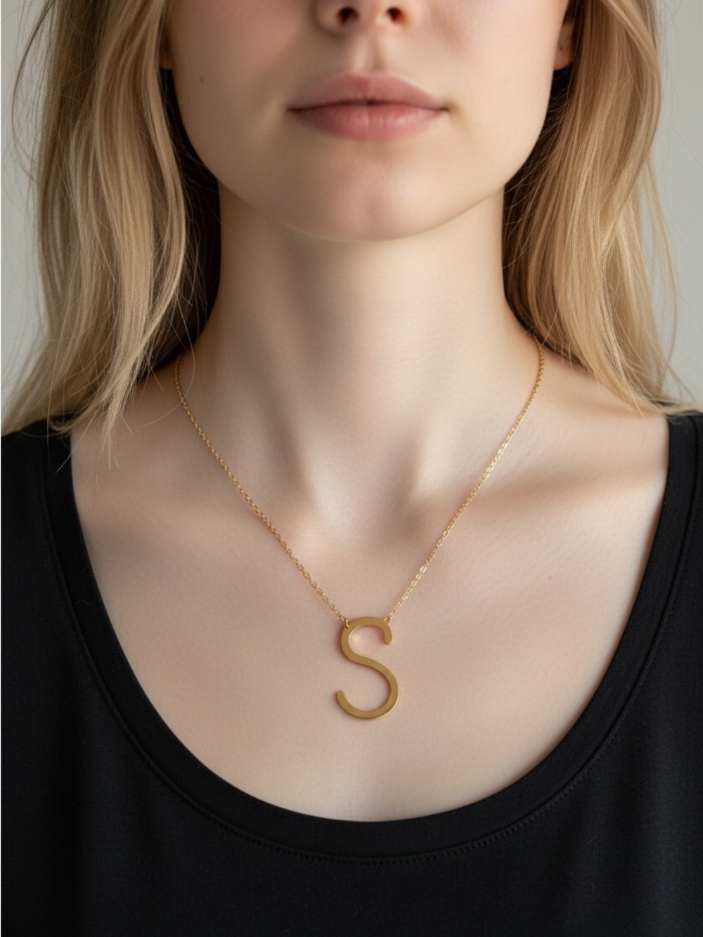 9/24 Gold Letter S Necklace - Personalized Initial Pendant